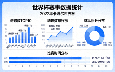世界杯赛事数据统计图表可视化展示